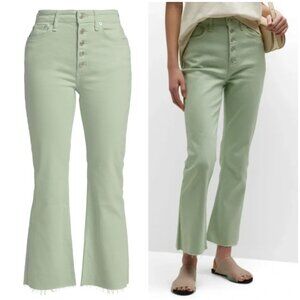 Rag & Bone Casey High Rise Ankle Flare Jeans Raw Hem in Mint Green size 29